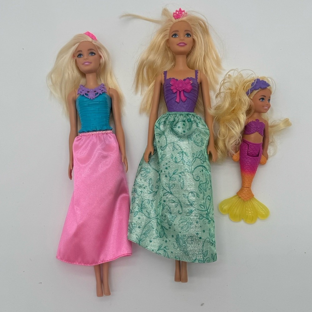 Barbie Dreamtopia Princess Mermaid Doll Lot 3 Pc Chelsea Sisters Mattel